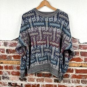 Vintage CT Sweater Size Large Multicolor Patterned Cotton Blend Crewneck 90s